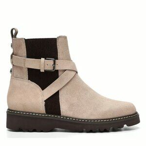 Donald Pliner Boots Size 8.5 Leather Suede Beige Captain Booties